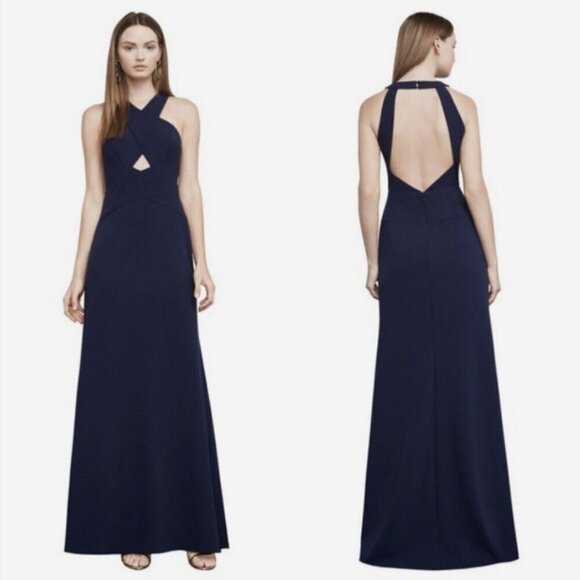 BCBG MaxAzria | 'Salome' Black Backless Floor length Halter Gown - SZ 2 - NWTs - Picture 1 of 2
